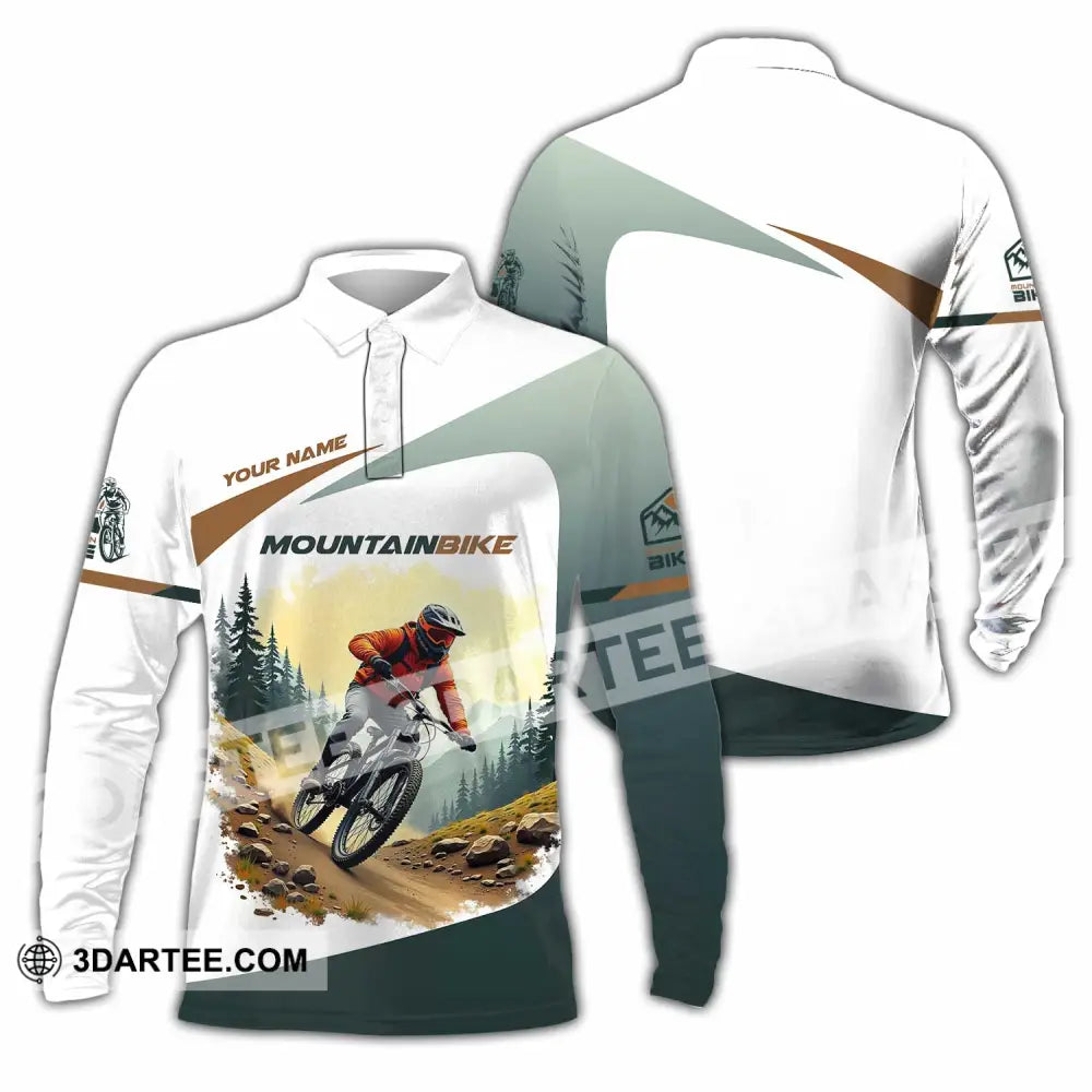 Unisex Shirt - Custom Text Shirt Mountain Bike Shirt Long Sleeve Polo / S T-shirt