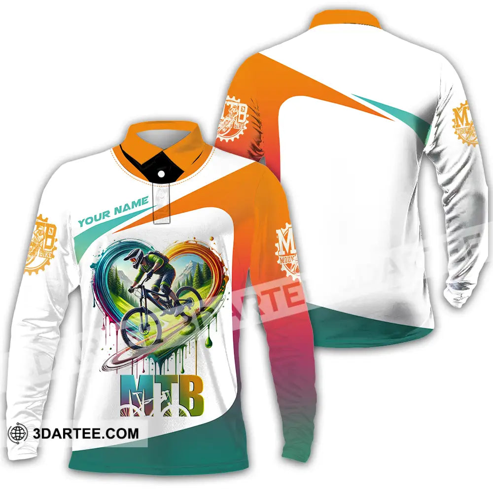 Unisex Shirt - Custom Text Shirt Mountain Bike Shirt Long Sleeve Polo / S T-shirt
