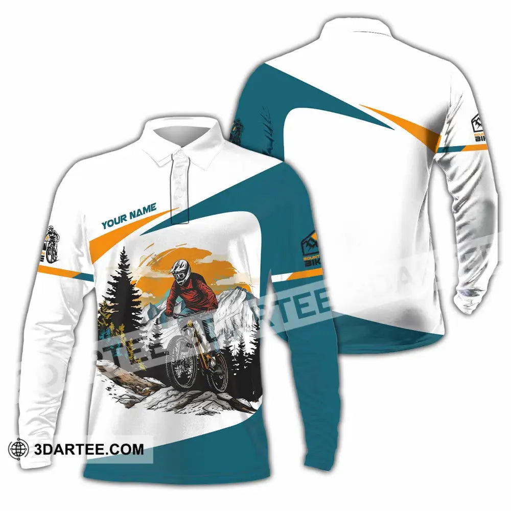 Unisex Shirt - Custom Text Shirt Mountain Bike Shirt Long Sleeve Polo / S T-shirt