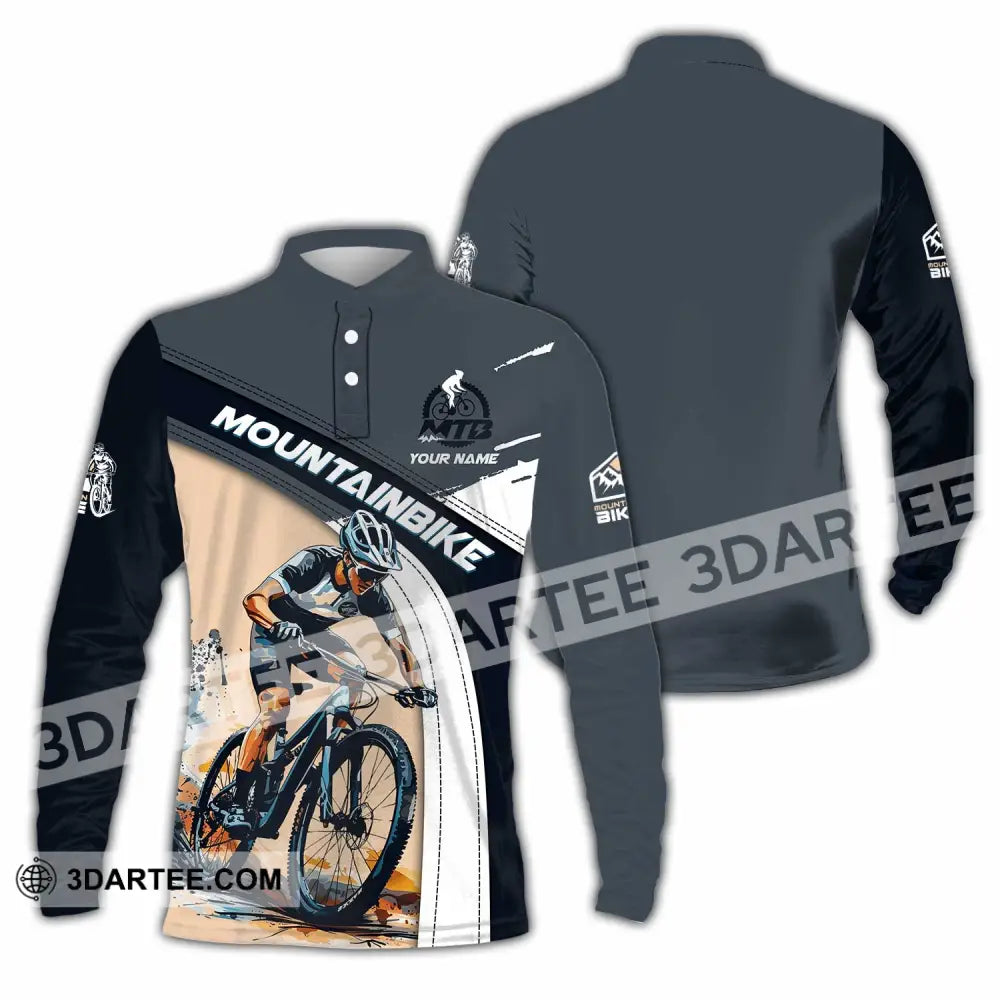 Unisex Shirt - Custom Text Shirt Mountain Bike Shirt Long Sleeve Polo / S T-shirt
