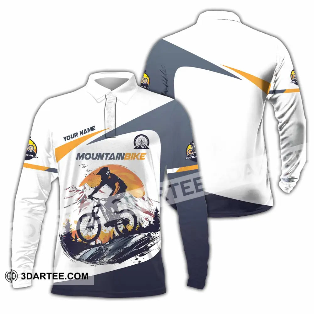 Unisex Shirt - Custom Text Shirt Mountain Bike Shirt Long Sleeve Polo / S T-shirt