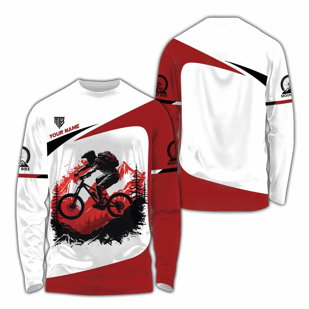 Unisex Shirt - Custom Text Mountain Bike Shirt Long Sleeve Shirt / S T-shirt