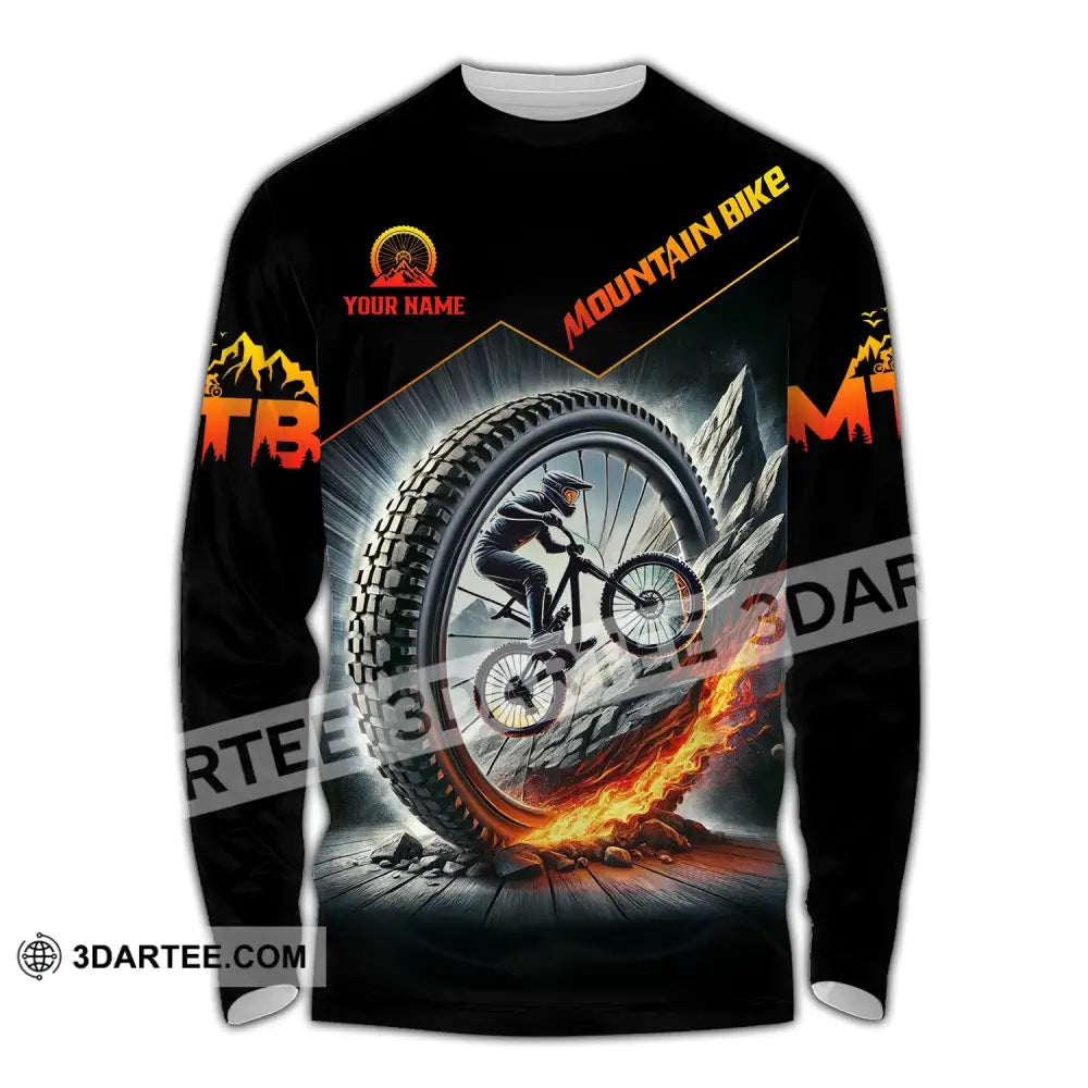 Unisex Shirt - Custom Text Mountain Bike Long Sleeve / S T-Shirt