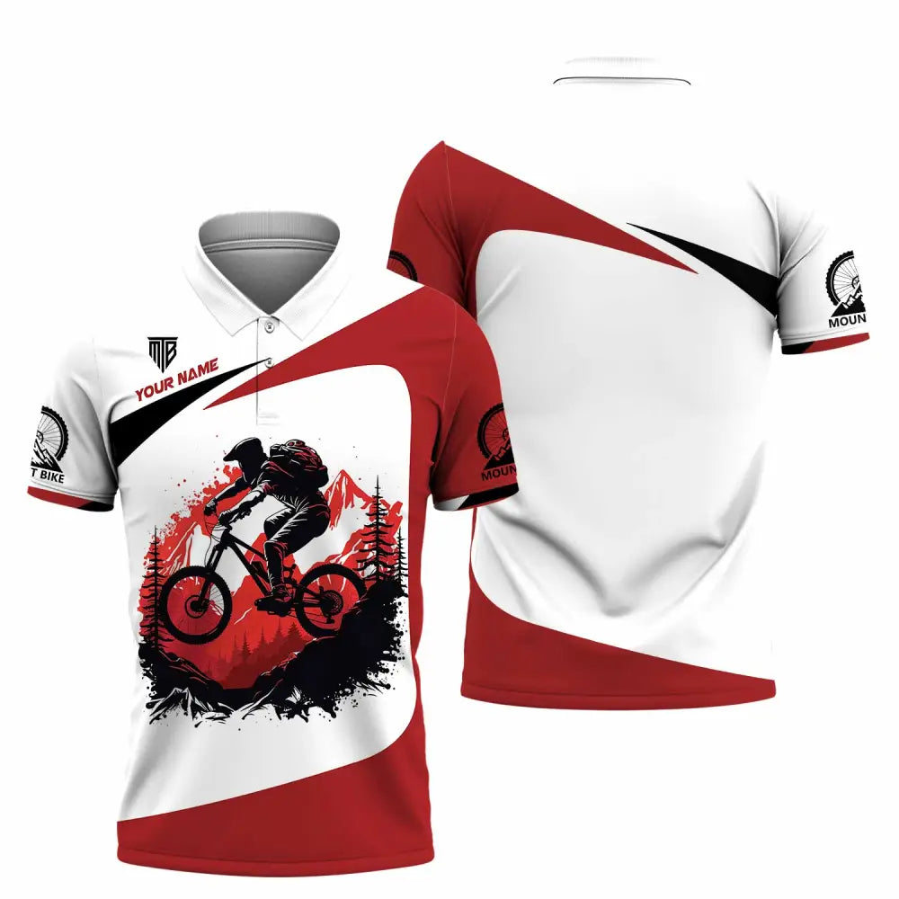 Unisex Shirt - Custom Text Mountain Bike Shirt Polo Shirt / S T-shirt
