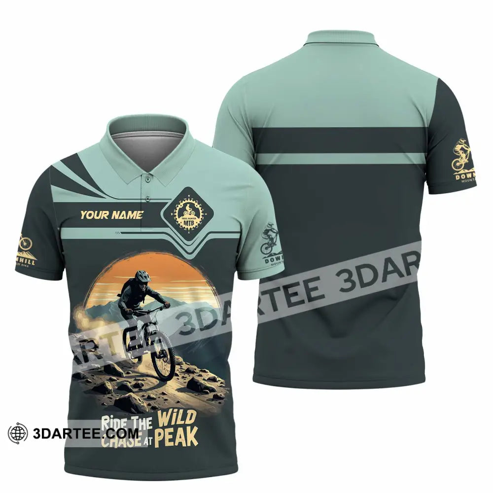 Unisex Shirt - Custom Text Shirt Mountain Bike Ride The Wind Polo Shirt / S T-shirt