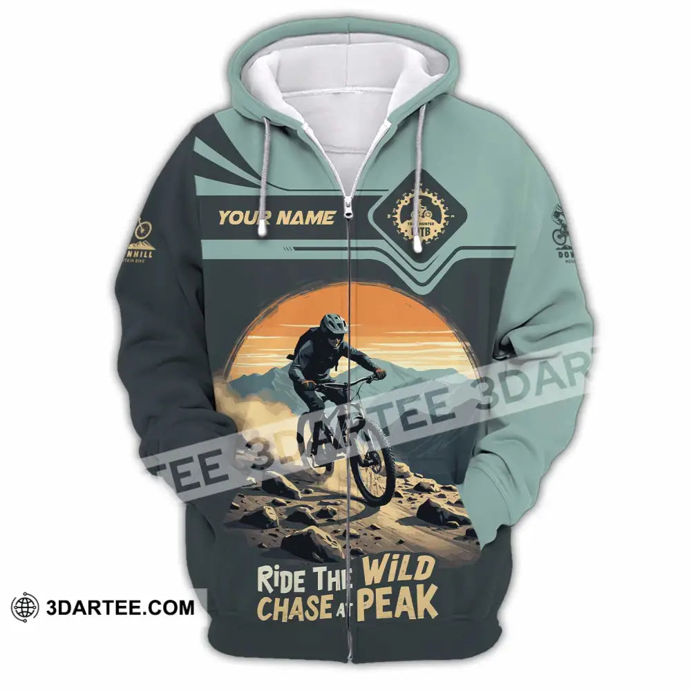 Unisex Shirt - Custom Text Shirt Mountain Bike Ride The Wind Zipper Hoodie / S T-shirt