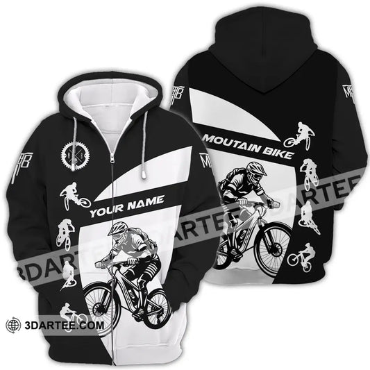 Unisex Shirt - Custom Text Mountain Bike Sport Zipper Hoodie / S T-Shirt