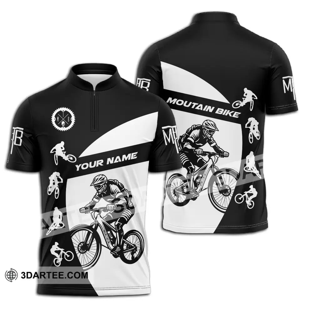 Unisex Shirt - Custom Text Mountain Bike Sport Zipper Polo / S T-Shirt