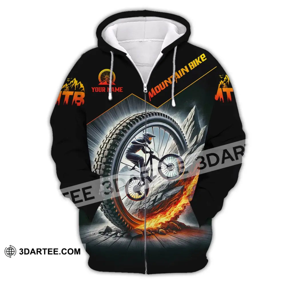 Unisex Shirt - Custom Text Mountain Bike Zipper Hoodie / S T-Shirt