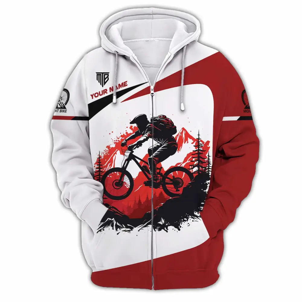 Unisex Shirt - Custom Text Mountain Bike Shirt Zipper Hoodie / S T-shirt