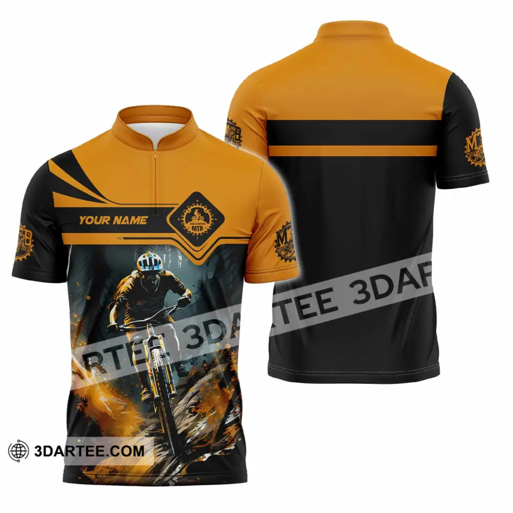Unisex Shirt - Custom Text Shirt Mountain Bike Shirt Zipper Polo Shirt / S T-shirt
