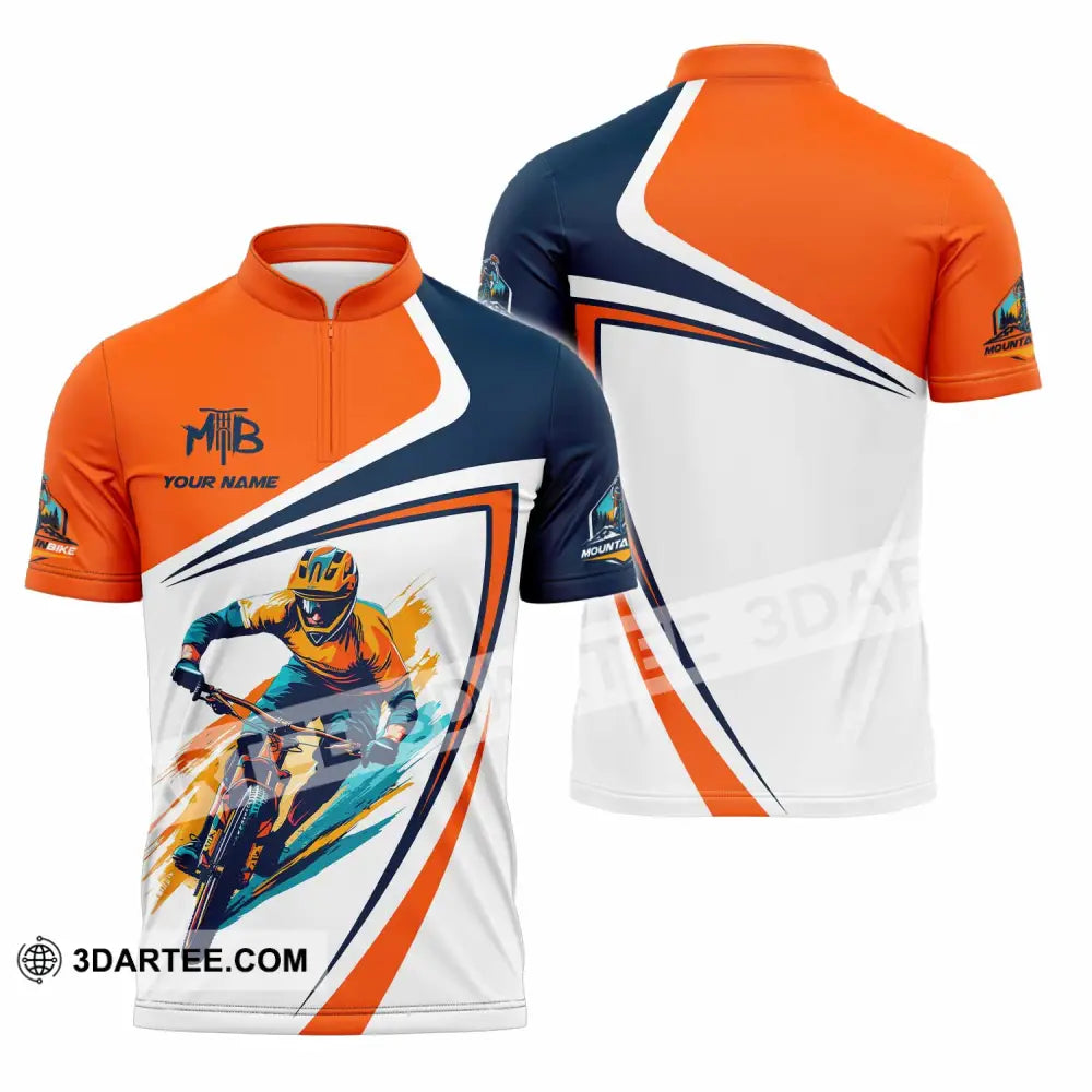 Unisex Shirt - Custom Text Shirt Mountain Bike Shirt Zipper Polo Shirt / S T-shirt