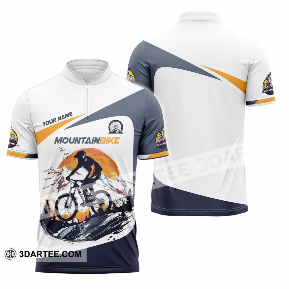 Unisex Shirt - Custom Text Shirt Mountain Bike Shirt Zipper Polo Shirt / S T-shirt