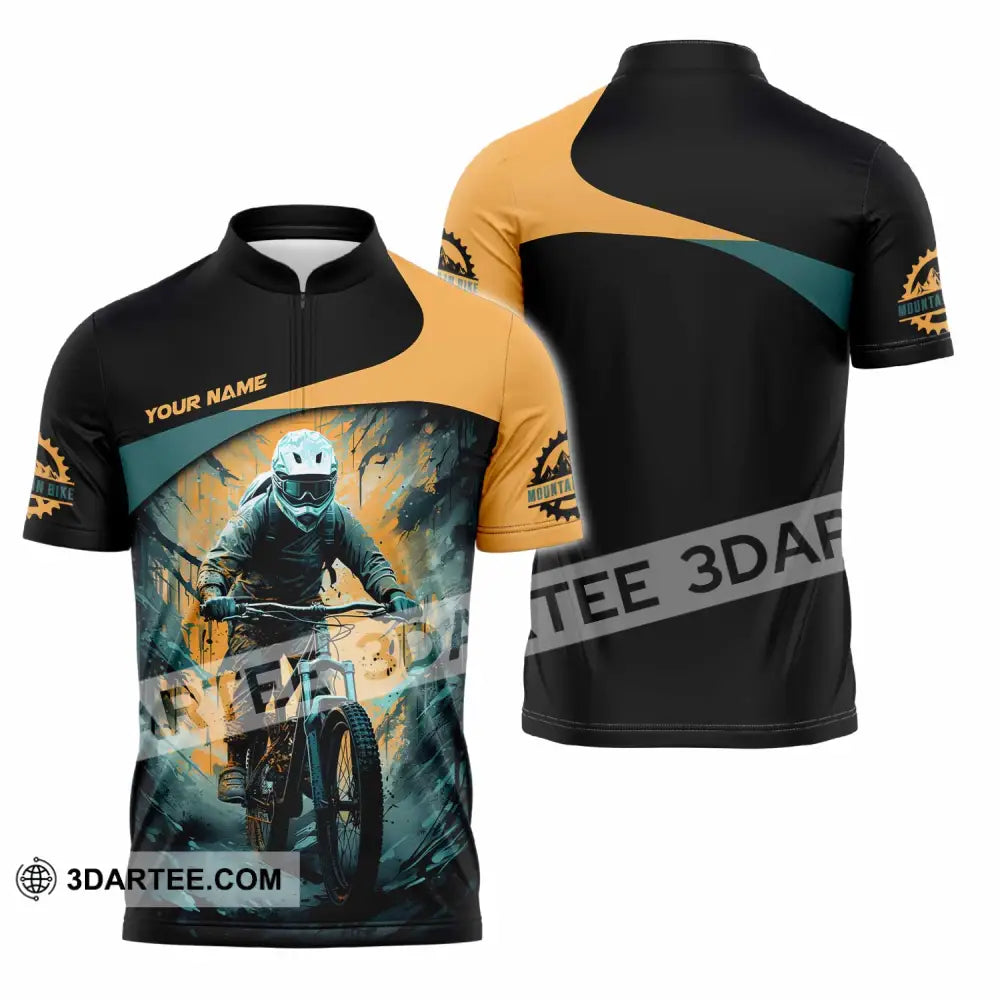Unisex Shirt - Custom Text Shirt Mountain Bike Shirt Zipper Polo Shirt / S T-shirt