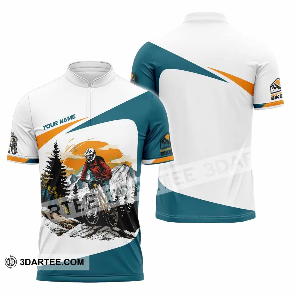 Unisex Shirt - Custom Text Shirt Mountain Bike Shirt Zipper Polo Shirt / S T-shirt