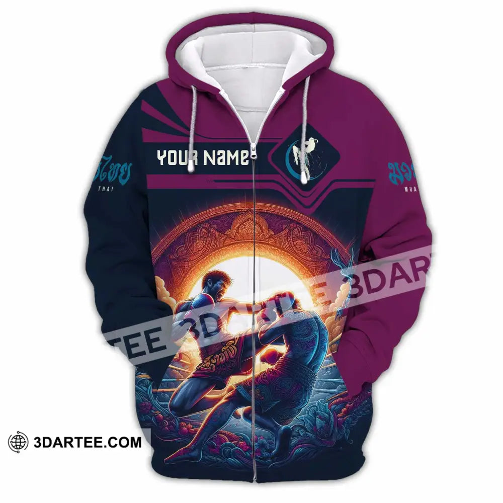 Unisex Shirt - Custom Text Shirt Muay Thai Shirt Zipper Hoodie / S T-shirt