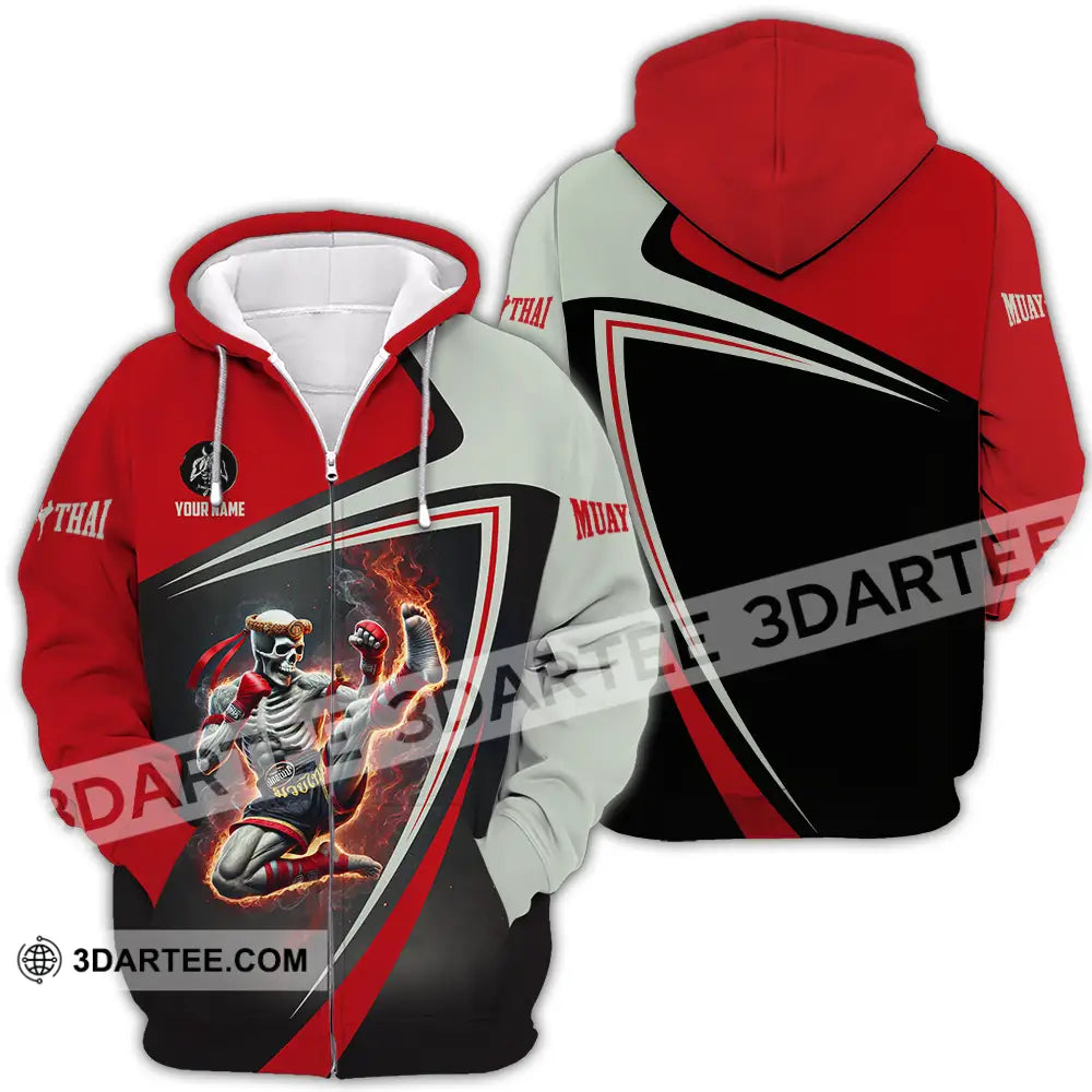 Unisex Shirt - Custom Text Muay Thai Zipper Hoodie / S T-Shirt