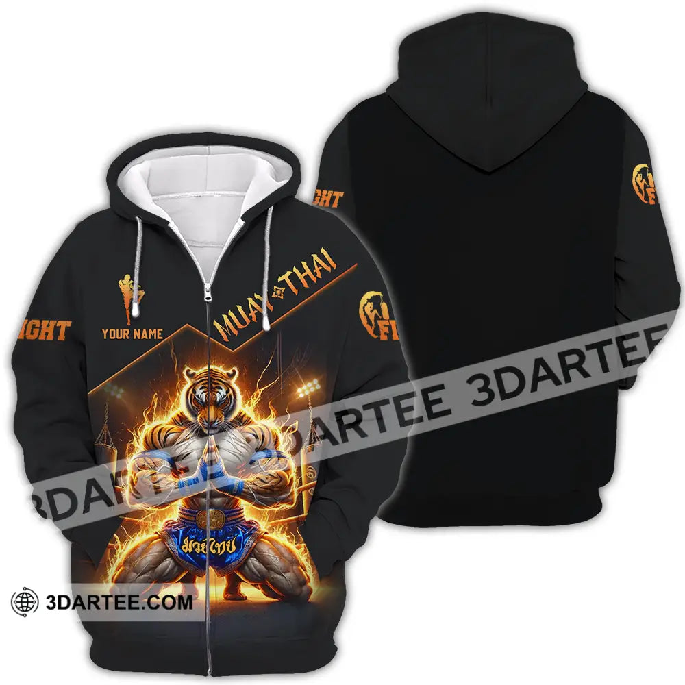 Unisex Shirt - Custom Text Muay Thai Zipper Hoodie / S T-Shirt