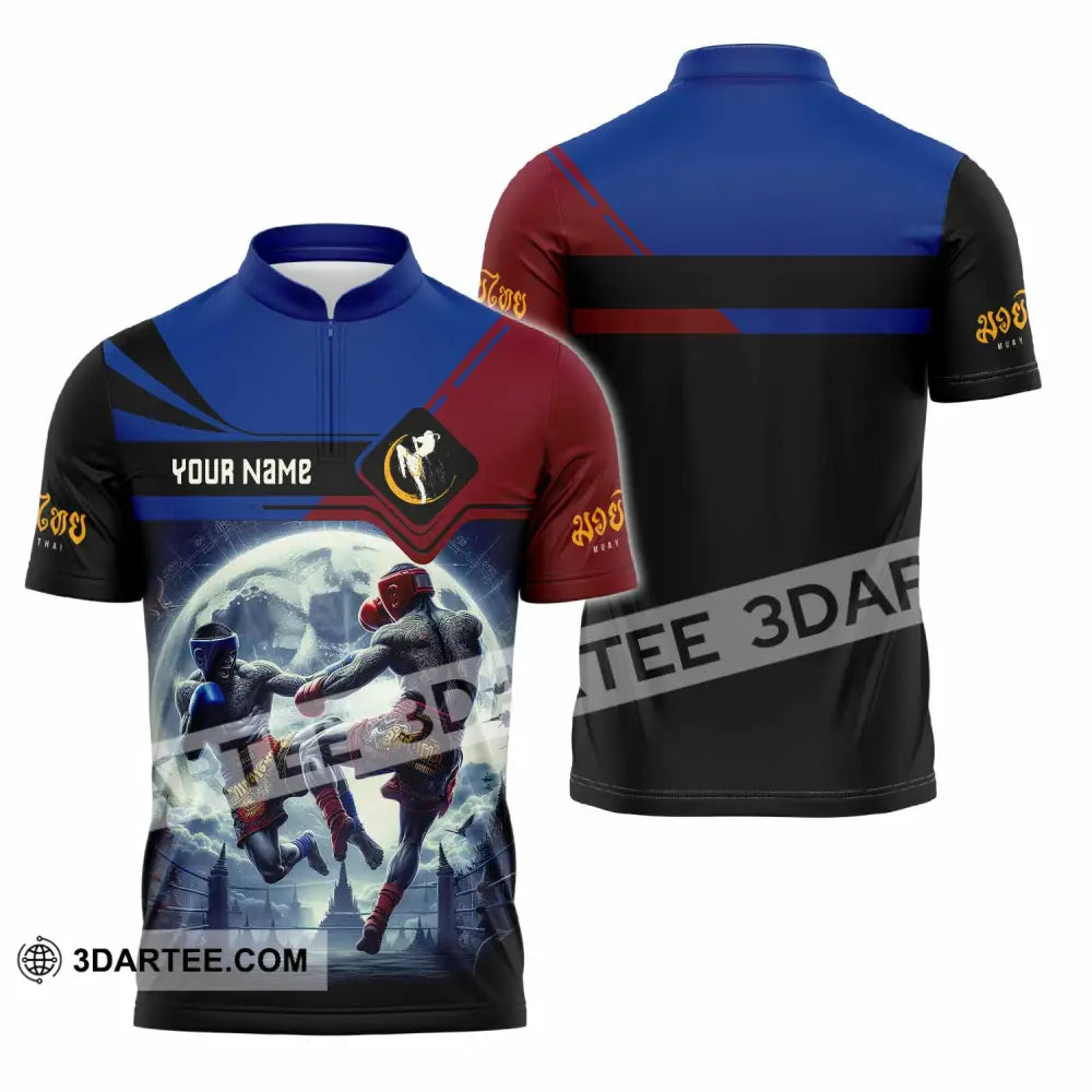 Unisex Shirt - Custom Text Shirt Muay Thai Shirt Zipper Polo Shirt / S T-shirt