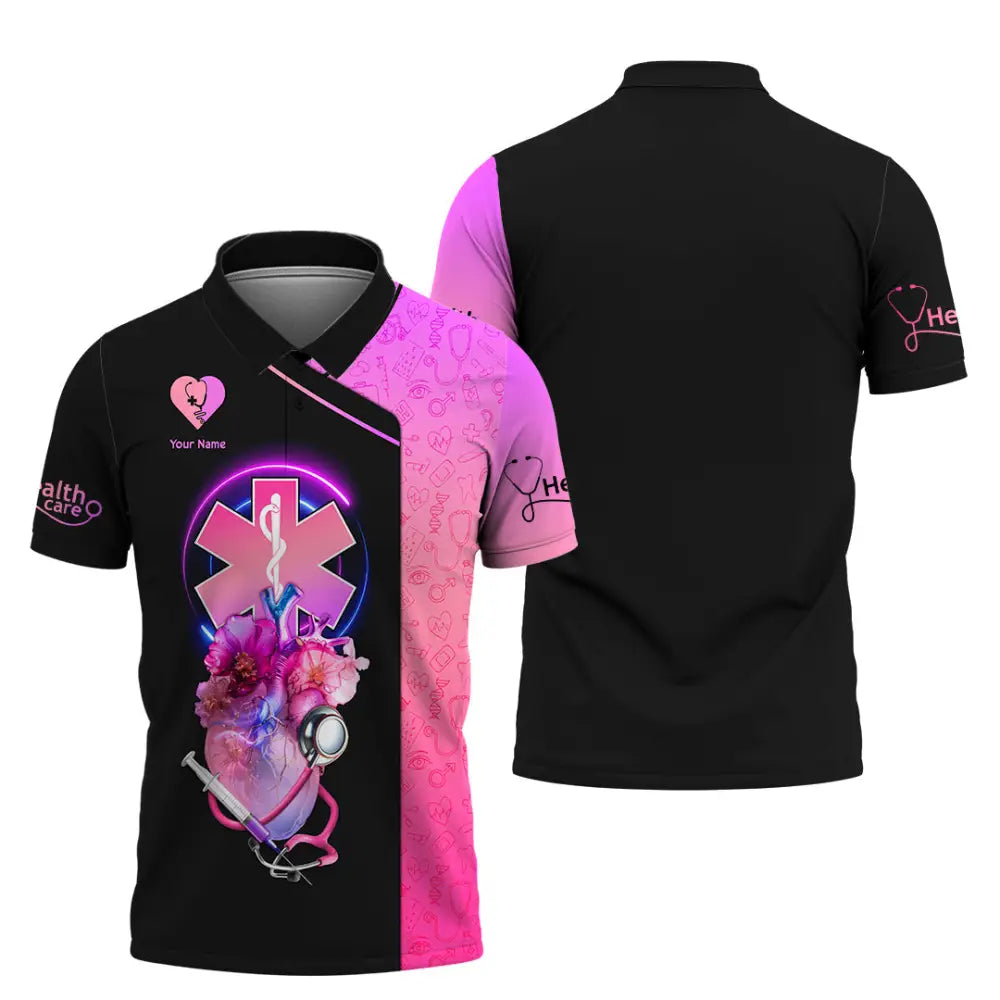 Unisex Shirt - Custom Text Shirt Nurse Doctor Healthy Care Polo Shirt / S T-shirt