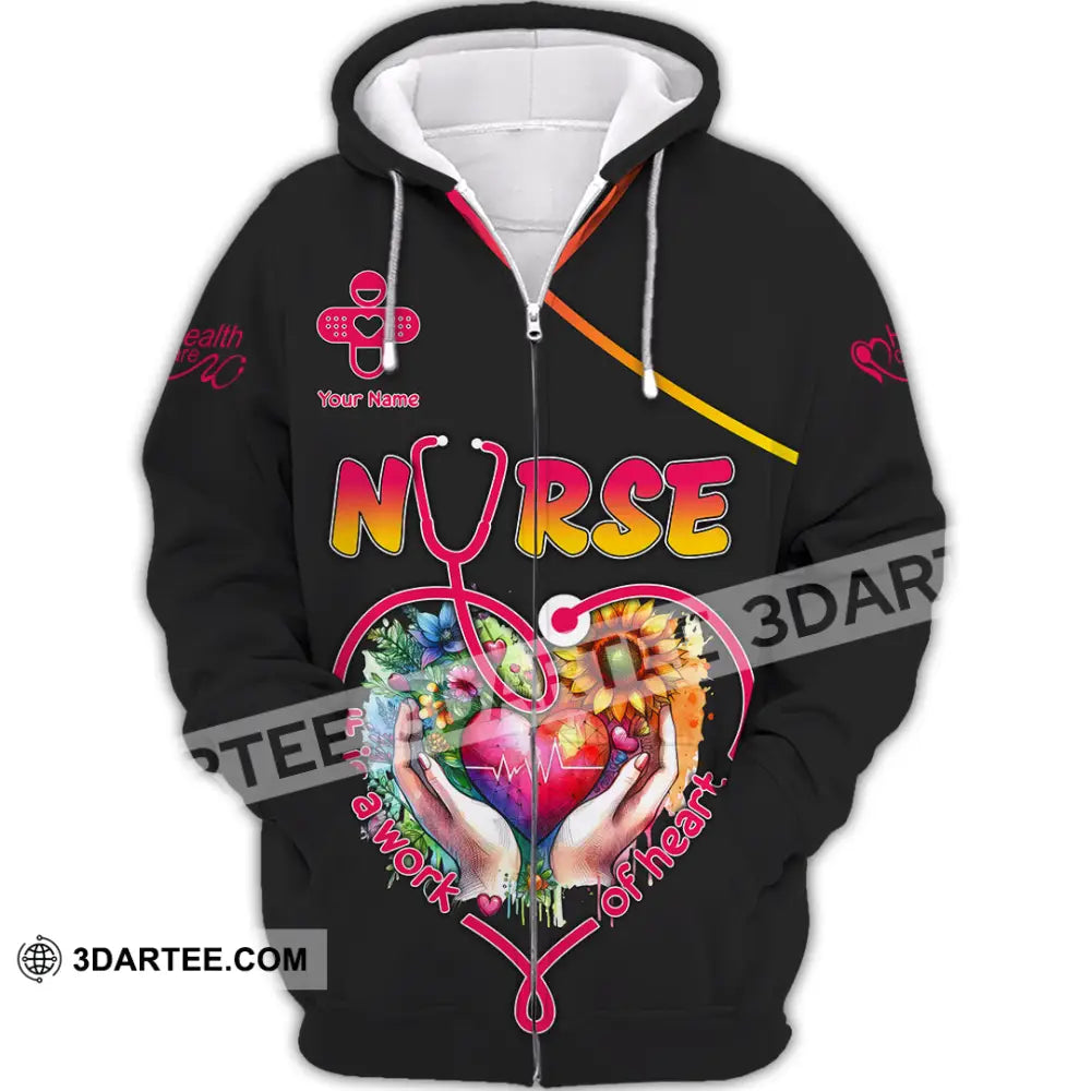 Unisex Shirt - Custom Text Nurse Zipper Hoodie / S T-Shirt