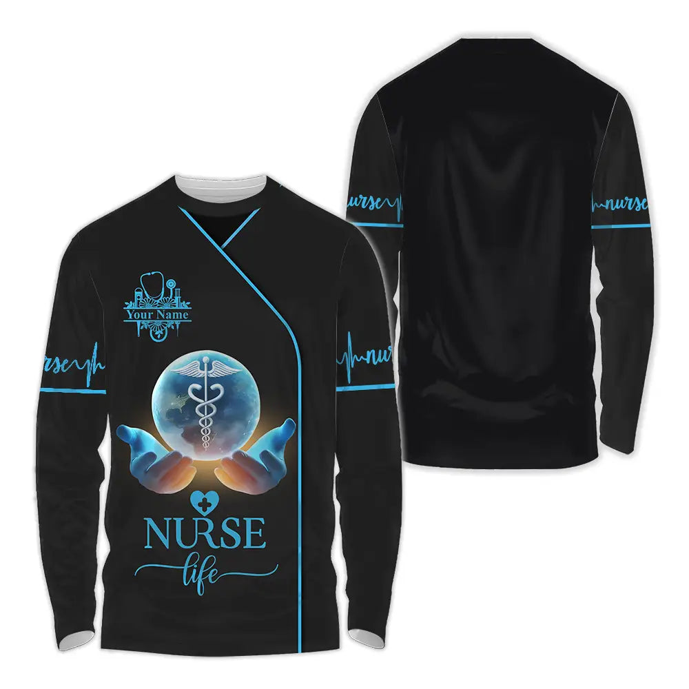 Unisex Shirt - Custom Text Nursing Shirt Nurse Life Long Sleeve Shirt / S T-shirt