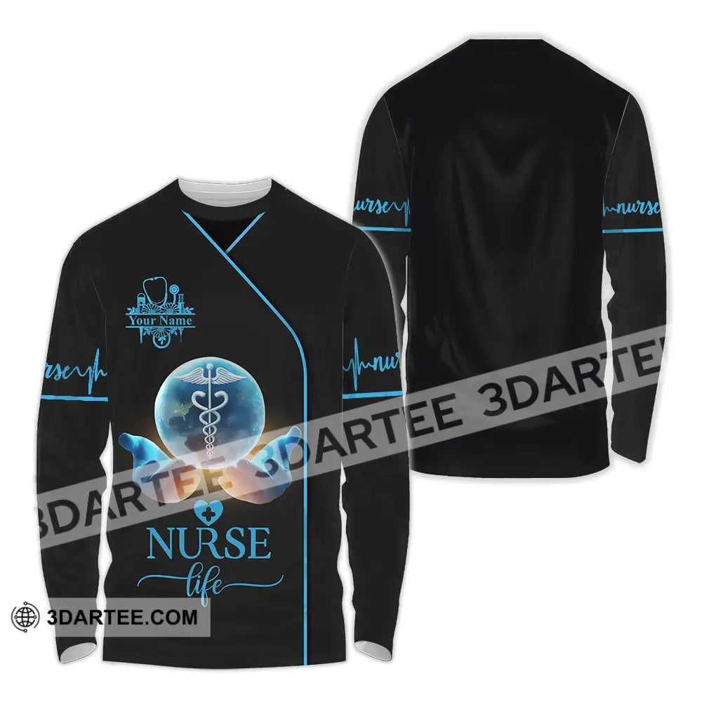 Unisex Shirt - Custom Text Nursing Shirt Nurse Life Long Sleeve Shirt / S T-shirt