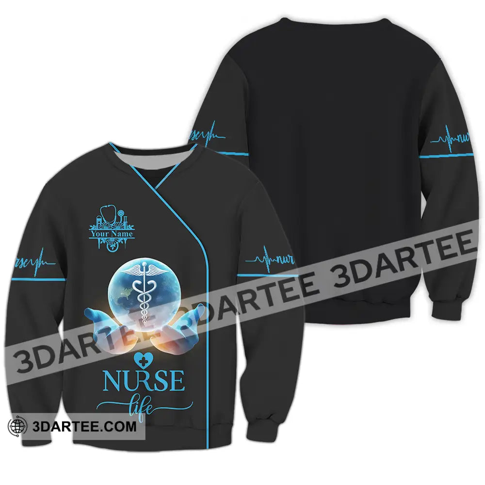 Unisex Shirt - Custom Text Nursing Shirt Nurse Life Long Sleeve / S T-shirt