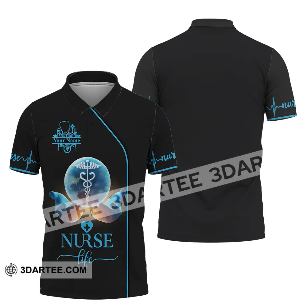 Unisex Shirt - Custom Text Nursing Shirt Nurse Life Polo Shirt / S T-shirt