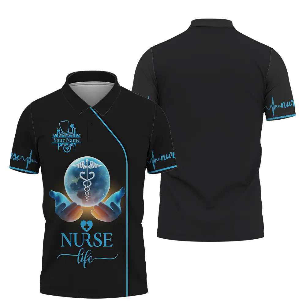 Unisex Shirt - Custom Text Nursing Shirt Nurse Life Polo Shirt / S T-shirt