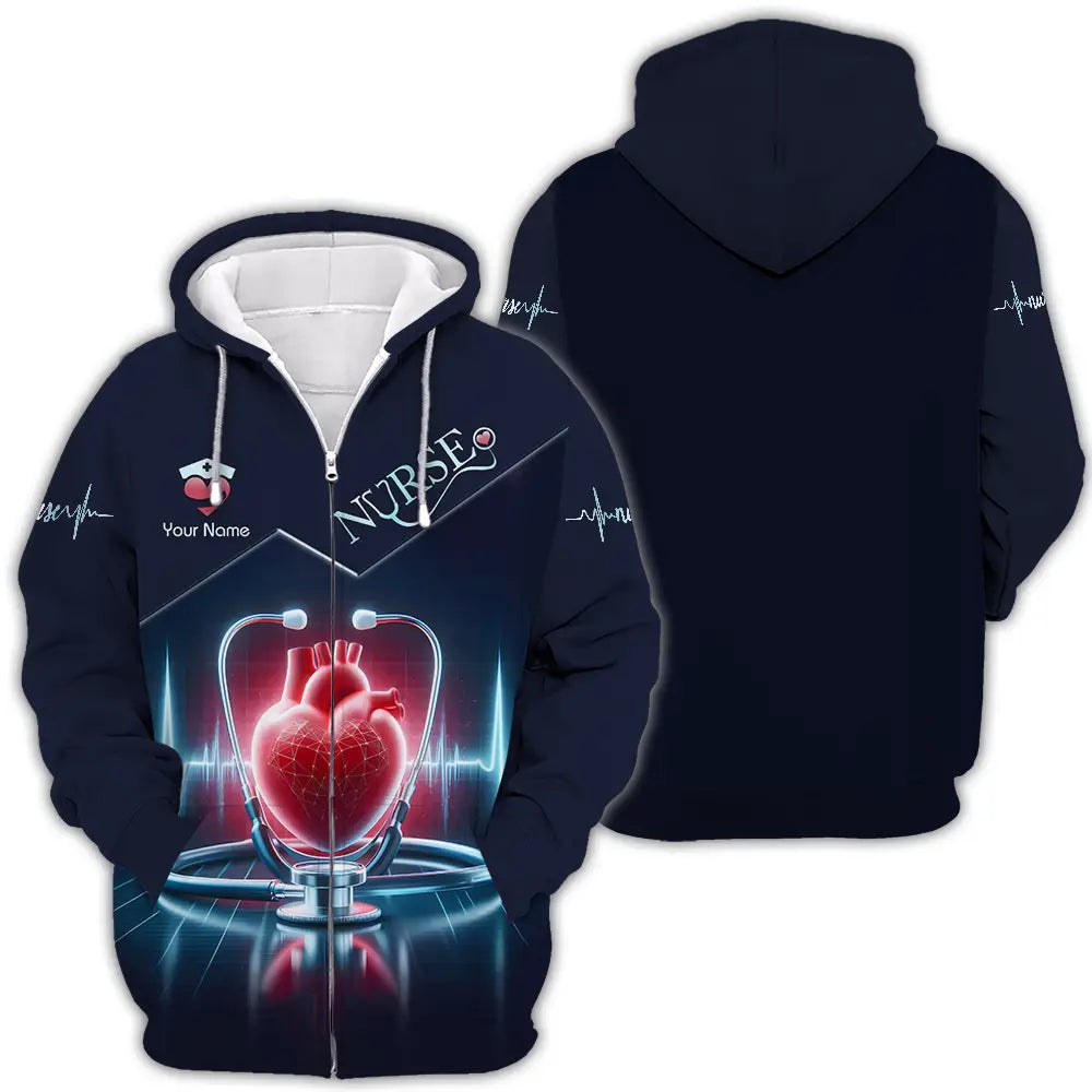 Unisex Shirt - Custom Text Nursing Shirt Nurse Life Zipper Hoodie / S T-shirt