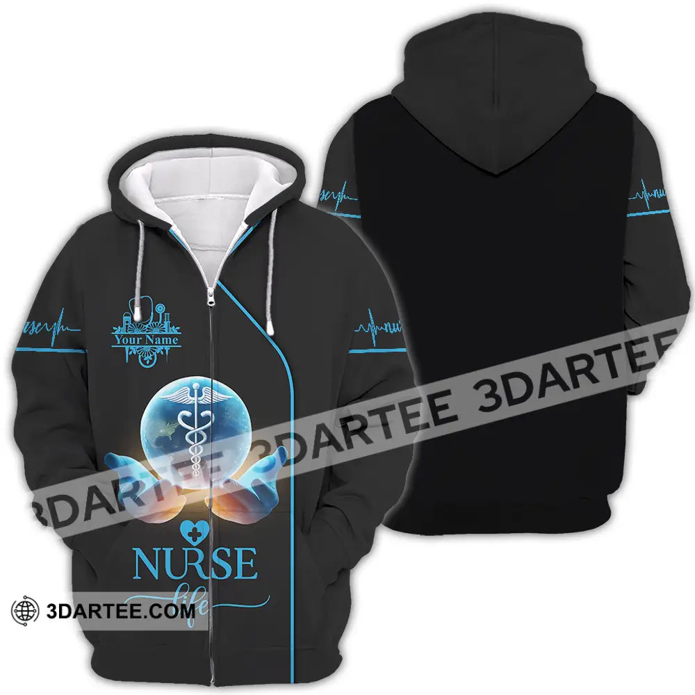 Unisex Shirt - Custom Text Nursing Shirt Nurse Life Zipper Hoodie / S T-shirt