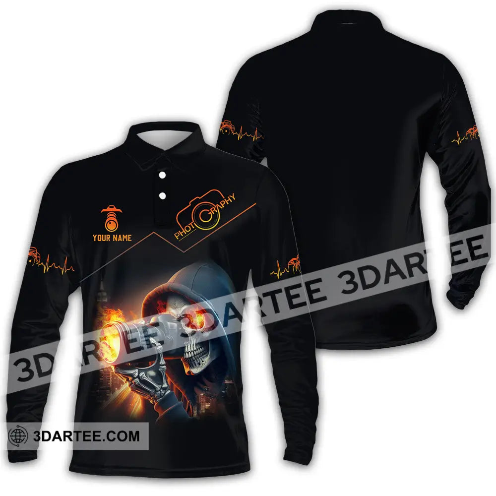 Unisex Shirt - Custom Text Shirt Photography Shirt Long Sleeve Polo / S T-shirt