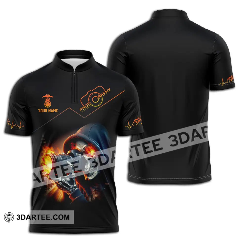 Unisex Shirt - Custom Text Shirt Photography Shirt Zipper Polo Shirt / S T-shirt