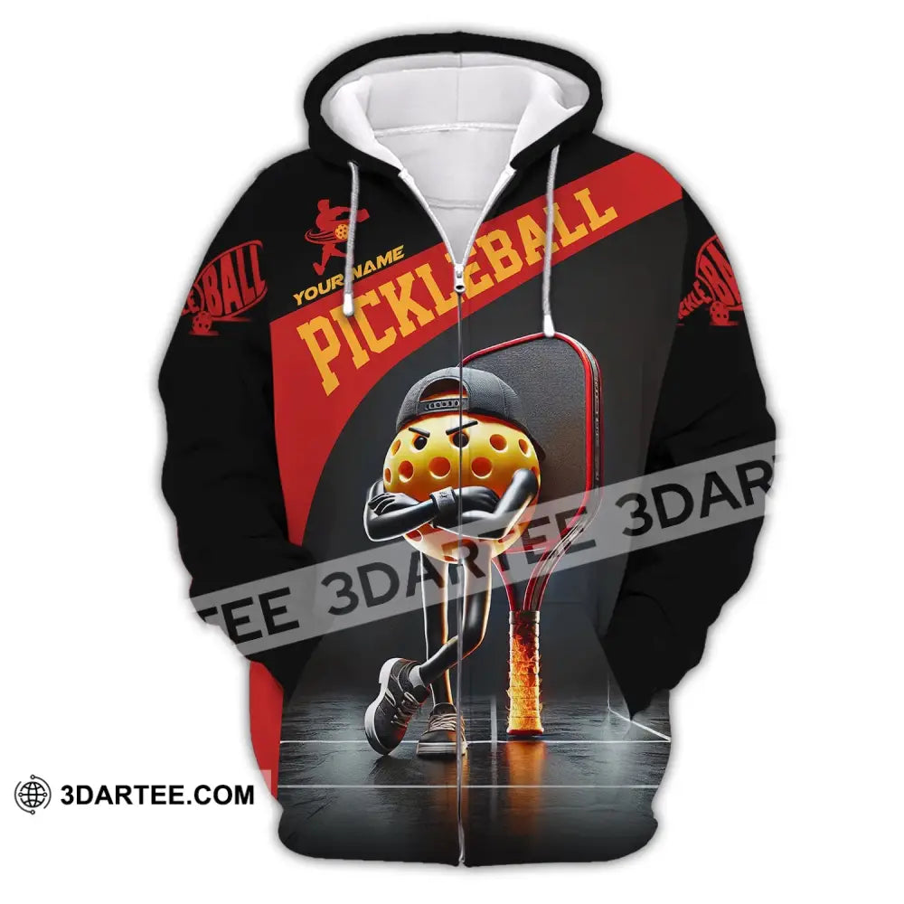 Unisex Shirt - Custom Text Pickleball Zipper Hoodie / S T-Shirt