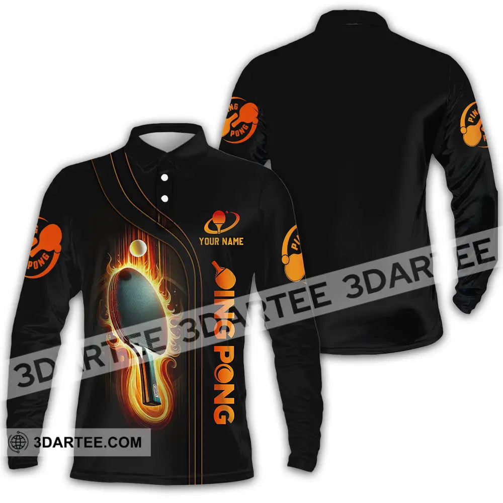 Unisex Shirt - Custom Text Shirt Ping Pong Shirt Long Sleeve Polo / S T-shirt