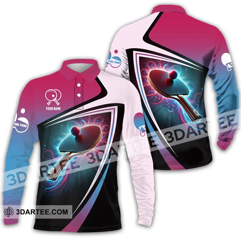 Unisex Shirt - Custom Text Shirt Ping Pong Shirt Long Sleeve Polo / S T-shirt