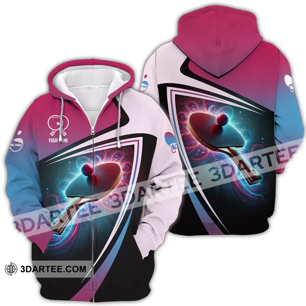 Unisex Shirt - Custom Text Shirt Ping Pong Shirt Zipper Hoodie / S T-shirt
