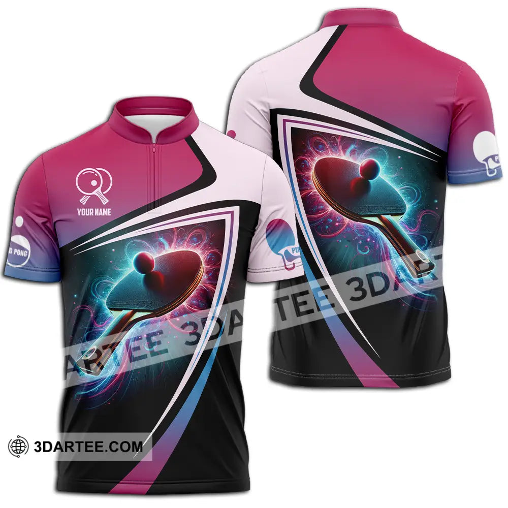 Unisex Shirt - Custom Text Shirt Ping Pong Shirt Zipper Polo Shirt / S T-shirt