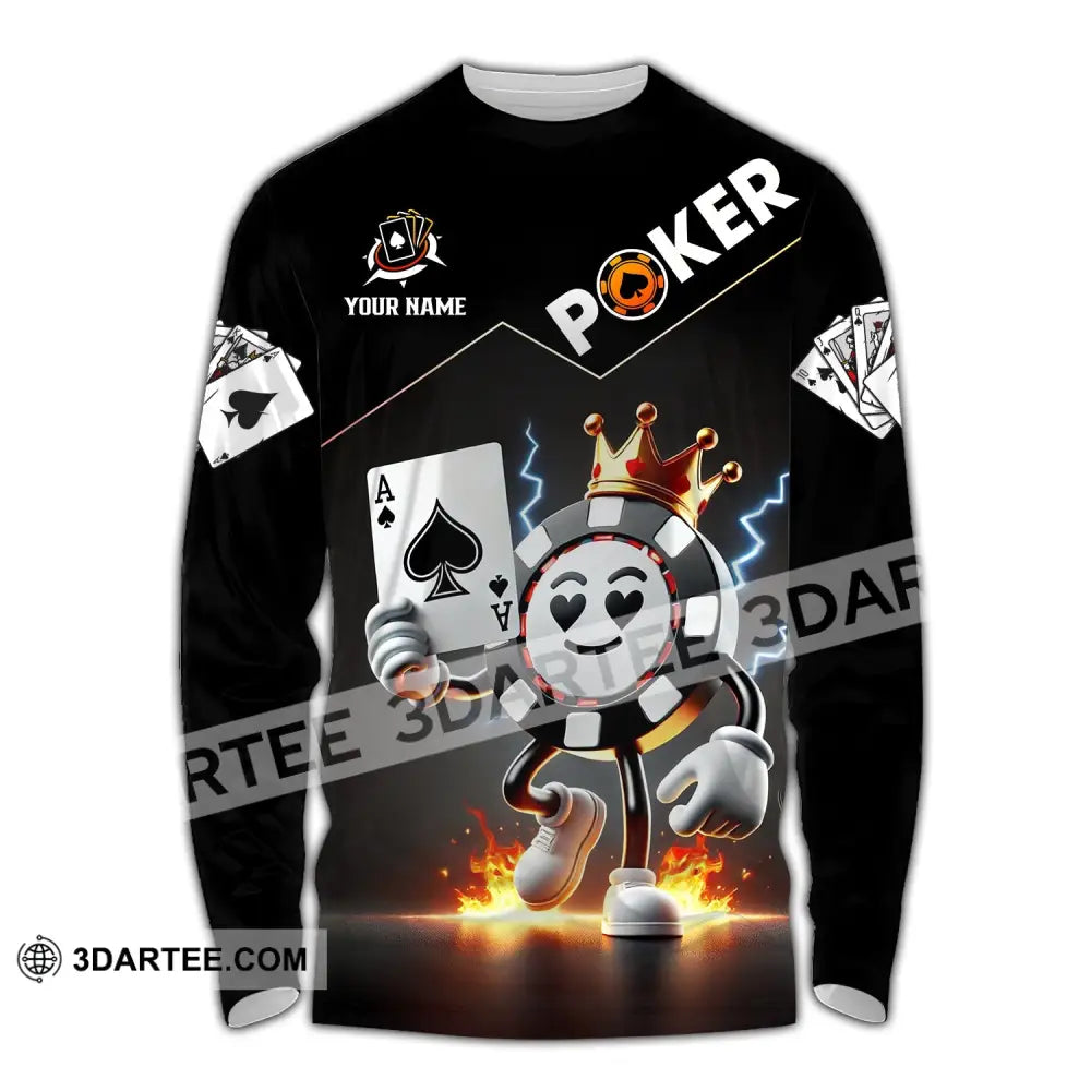 Unisex Shirt - Custom Text Poker Long Sleeve / S T-Shirt