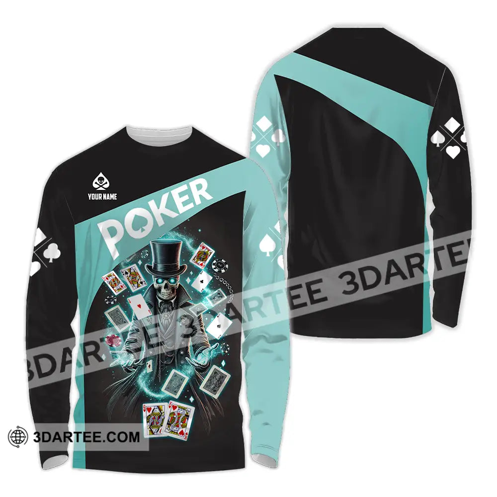 Unisex Shirt - Custom Text Poker Long Sleeve / S T-Shirt