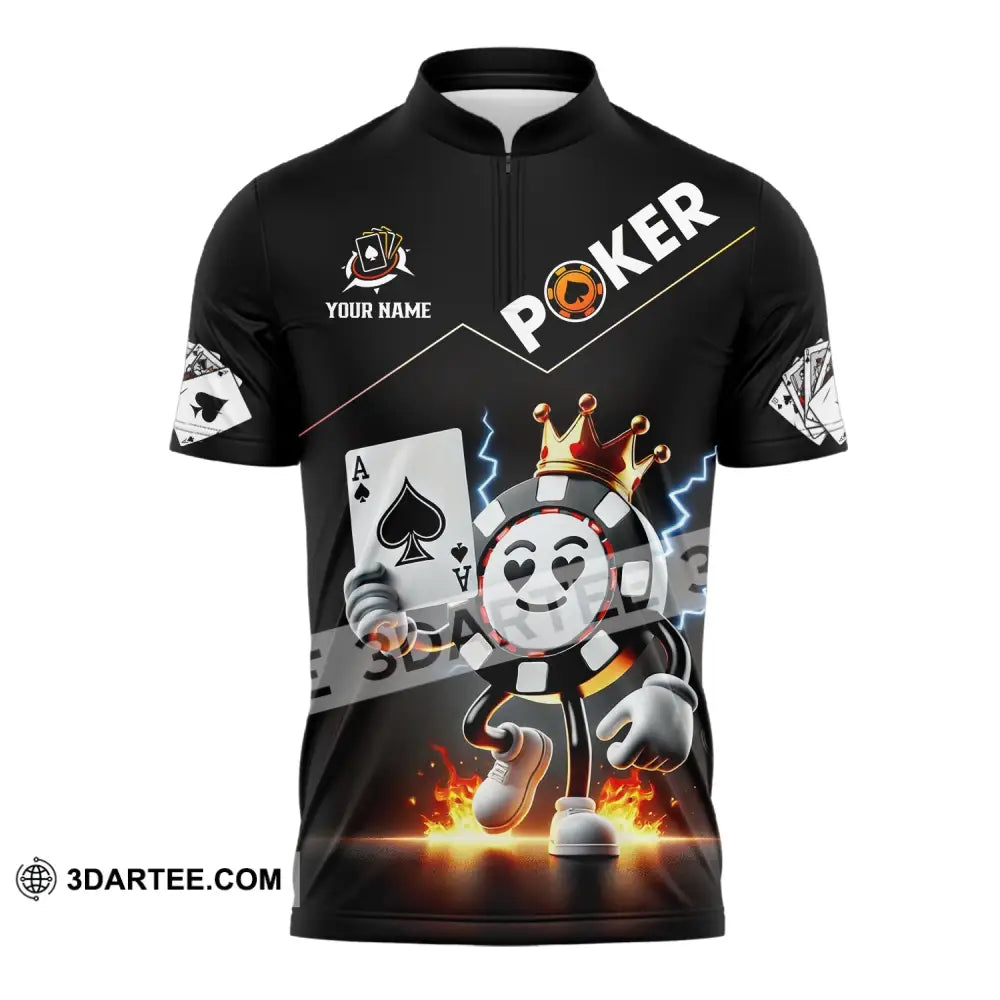 Unisex Shirt - Custom Text Poker Zipper Polo / S T-Shirt