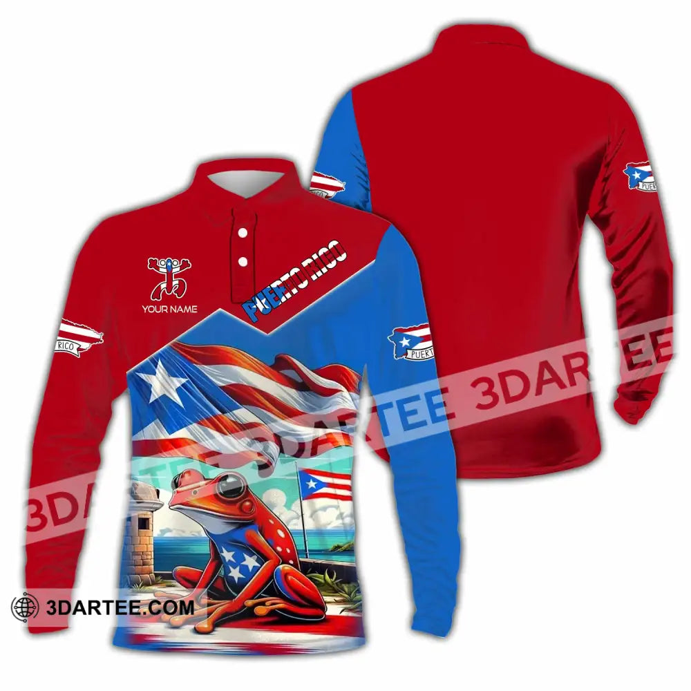 Unisex Shirt - Custom Text Shirt Puerto Rico Classic Shirt Long Sleeve Polo / S T-shirt