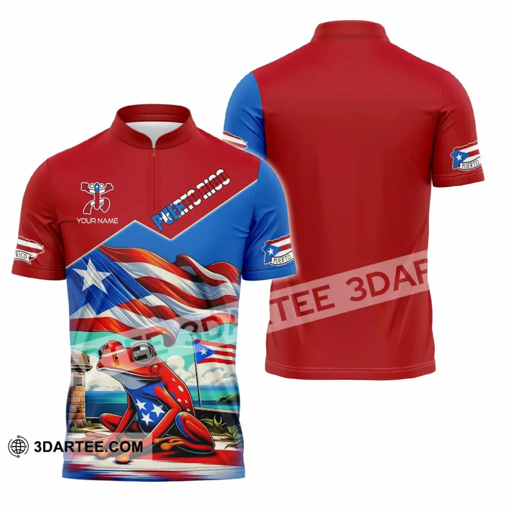 Unisex Shirt - Custom Text Shirt Puerto Rico Classic Shirt Zipper Polo Shirt / S T-shirt