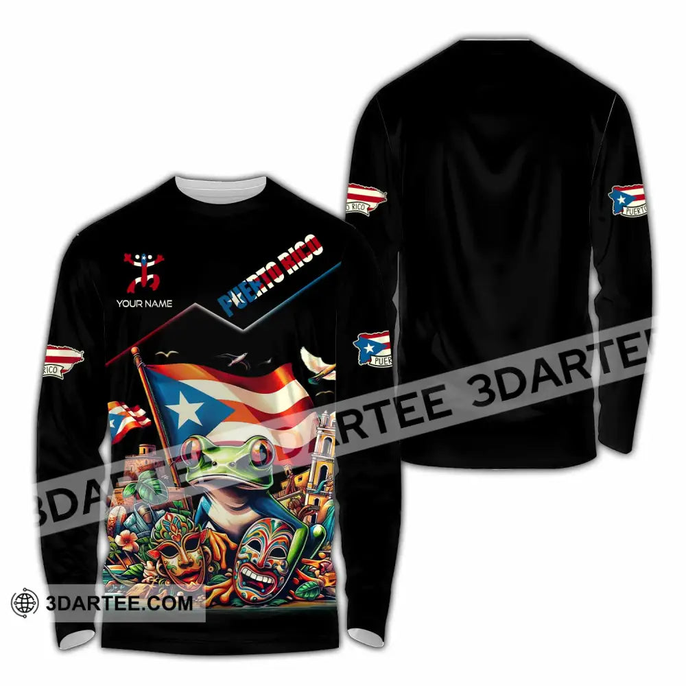 Unisex Shirt - Custom Text Shirt Puerto Rico Shirt Long Sleeve Shirt / S T-shirt