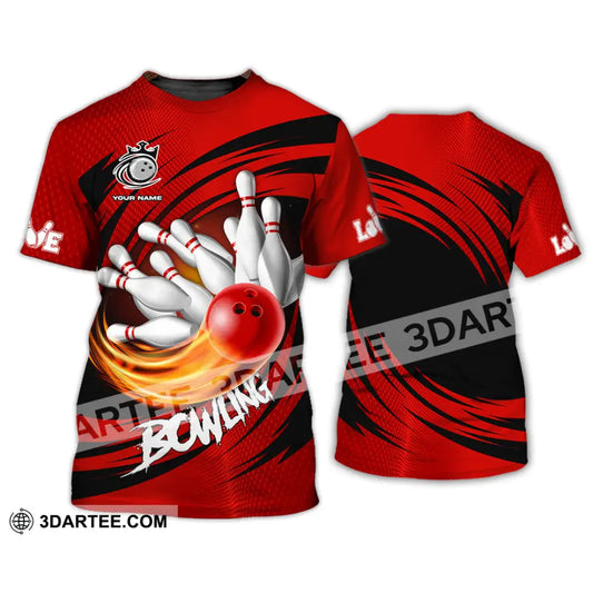 Unisex Shirt - Custom Text Red Ball Bowling Player Sport T-Shirt / S T-Shirt