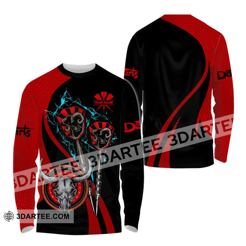 Unisex Shirt - Custom Text Red Buffalo Darts Player Sport Long Sleeve / S T-Shirt