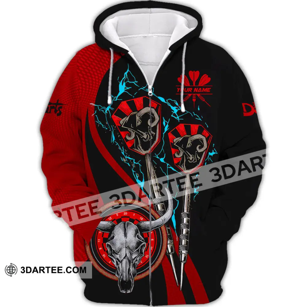 Unisex Shirt - Custom Text Red Buffalo Darts Player Sport Zipper Hoodie / S T-Shirt