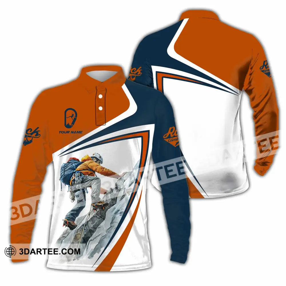 Unisex Shirt - Custom Text Shirt Rock Climb Long Sleeve Polo / S T-shirt