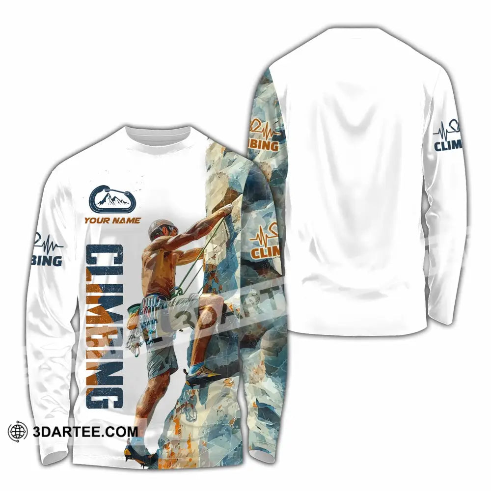 Unisex Shirt - Custom Text Shirt Rock Climbing Long Sleeve Shirt / S T-shirt